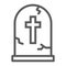 Tombstone line icon, halloween and death, grave sign, vector graphics, a linear pattern on a white background