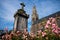 Tombstone with pink roses