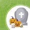 tombstone with set icons in scene halloween