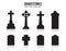 Tombstone silhouette icons isolated on white