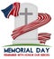 Tombstone with USA Flag around it for Memorial Day, Vector Illustration