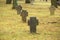 Tombstones crosses on old cemetry