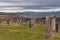 Tombstones at Laide historic beach side cemetery, NW Scotland.