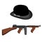 Tommy gun and bowler hat