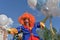 TOMSK, RUSSIA - JUNE 7, 2016: A clown entertains the audience at the festival