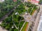 Tomsk, Russia - June 9, 2019: International Marathon Jarche athletes runners crowd are at start. Aerial top view