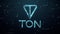 Ton coin futuristic neon symbol. Binary code and speed lines background