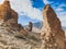 Toned image of big rocks and cliffs in hte volcanic desert at the slope of volcano Teide, Tenerife
