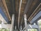 Toned image of curved elevated highway on cocnrete columns