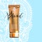 Toner contained in plastic tube with gold lid and place for your