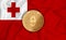 tonga flag  ethereum gold coin on flag background. The concept of blockchain  bitcoin  currency decentralization in the country.