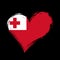 Tonga flag heart-shaped grunge background. Vector illustration.