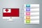 Tonga Flag with Infographic Design Incorporate with Computer Monitor