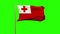 Tonga flag waving in the wind. Green screen, alpha