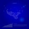 Tonga illuminated map with glowing dots. Dark blue space background. Vector illustration