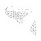 Tonga map of polygonal mosaic lines network, rays, dots illustration.