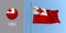 Tonga waving flag on flagpole and round icon vector illustration.