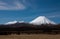 Tongariro and Ngauruhoe/Mount Doom in the North Island near Mount Ruapehu in New Zealand covered in snow