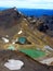 Tongariro vulcano crossing emerald lake in geothermal National Park, New Zealand