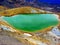 Tongariro vulcano crossing emerald lake in geothermal National Park, New Zealand