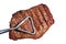 Tongs Holding Grilled Beef Loin Top Sirloin Steak