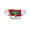 Tongue out cartoon flag maldives in with mascot