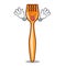 Tongue out plastic fork on cartoon image funny