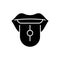 Tongue piercing black glyph icon