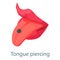 Tongue piercing icon, isometric 3d style