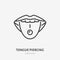 Tongue piercing line icon, vector pictogram of face jewelry. Piercing studio logo, linear illustration