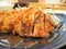 Tonkatsu deep-fried pork cutlet on Japanese dish