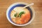 Tonkotsu Ramen in a bowl on table of Japanese Foods.