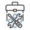 Tool box line icon. Toolbox, toolkit, instrument. Fixing, repair and renovation vector illustration