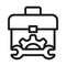 Tool box line icon. Toolbox, toolkit, instrument. Fixing, repair and renovation vector illustration