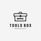 Toolbox Equipment Logo, Illustration Line Art of Wrench Spanner Box Vector. Mechanical Equipment Design