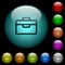 Toolbox icons in color illuminated glass buttons