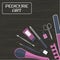 Tools and accessories for manicure and pedicure on wooden background