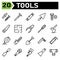 Tools construction icon set include screw, self tapping, bolt, self fastening, construction, nail, tools, carpenter, building,