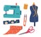 Tools For Crafting Accessories and Sewing Dress, Includes Wire Cutters, Scissors, Thread, Dummy, Sewing Machine