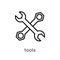 Tools icon. Trendy modern flat linear vector Tools icon on white