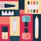 Tools for manicure vector illustration. Accessories and instruments for nails, toe separator, nail clippers, file