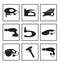 Tools mechanic icons set, black silhouette. Element logo tools, isolated on a white background. Vector illustration.