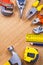 Tools organized in copyspace wrench cutter nippers