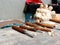 Tools of sculptor making masks outside National Library of Bhutan, Thimphu