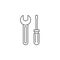 Tools thin line icon, wrench and screwdriver outline vector logo