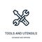 tools and utensils icon vector from database and servers collection. Thin line tools and utensils outline icon vector illustration