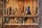 Tools for woodcarving on the shelf