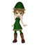 Toon Christmas Elf Girl in a Green Dress and Hat