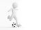 Toon man soccer player shooting on goal. Football concept.