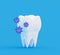 Tooth with abstract bacterias. Research and diagnosis of teeth diseases concept